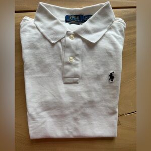 Polo Ralph Lauren Boy’s Classic White Polo with Navy Logo - Size Large 14-16)